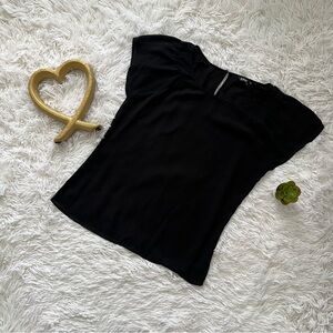 Express Black Fitted Cap Sleeve Blouse